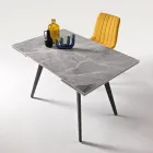 Mesa extensível até 180 cm em pedra com efeito mármore e metal - Numa Viadurini