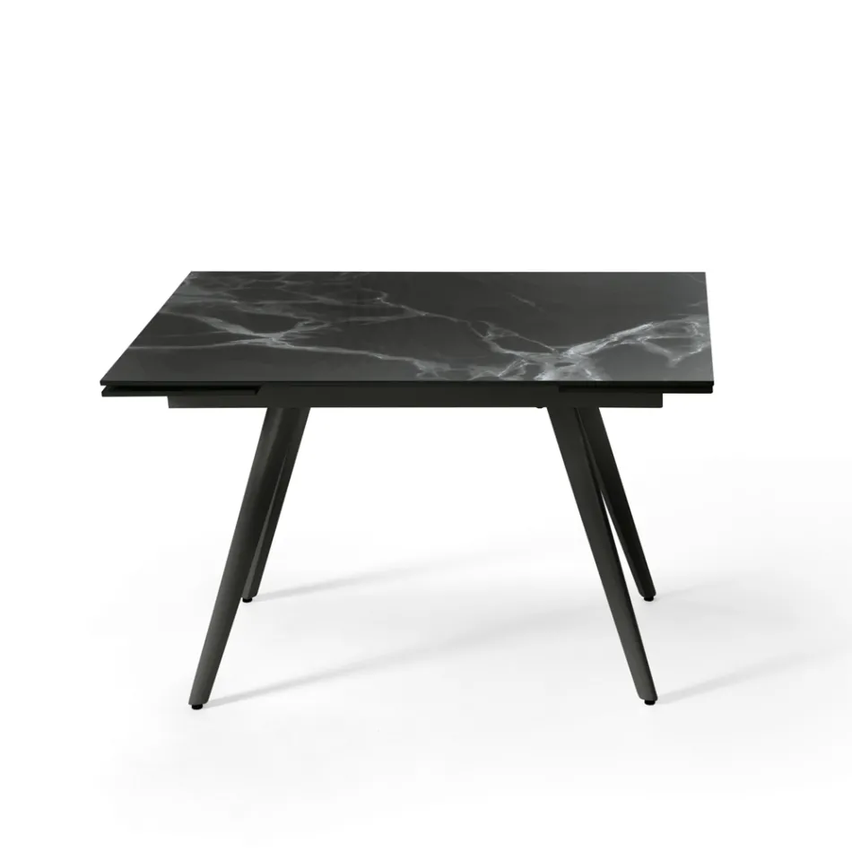 Mesa extensível até 180 cm em pedra com efeito mármore e metal - Numa Viadurini