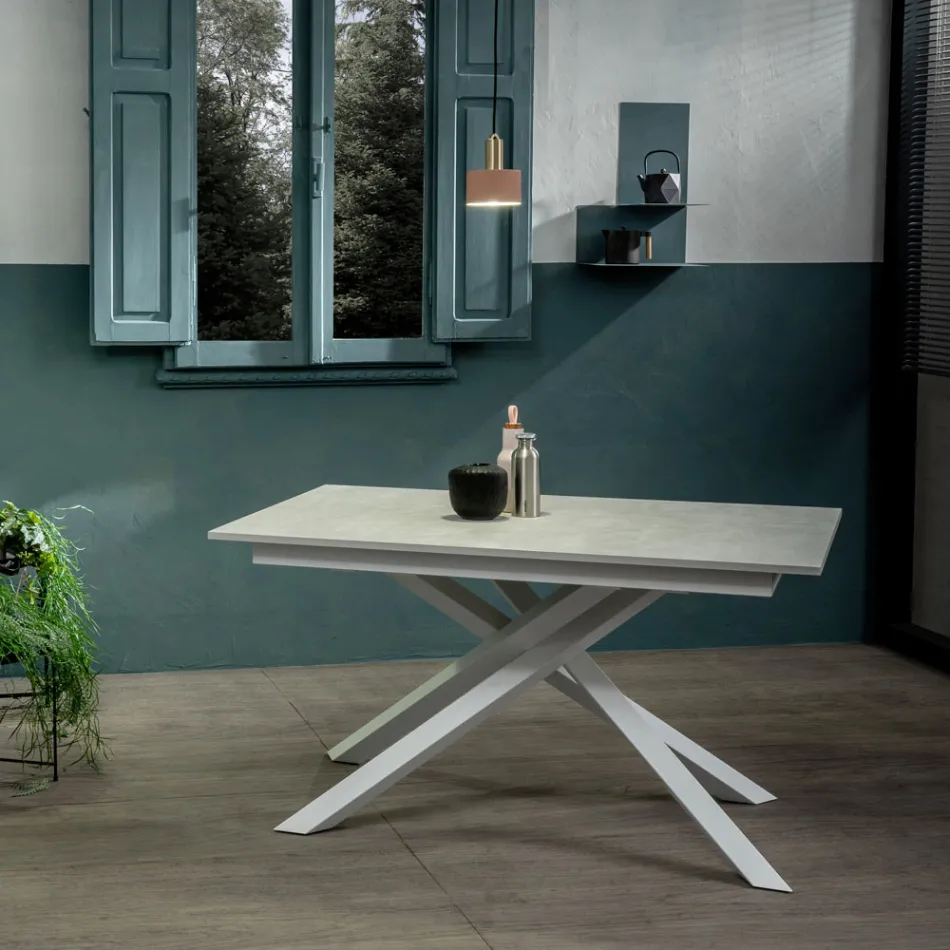 Mesa extensível até 190 cm em metal e tampo em melamina - Lavanda Viadurini