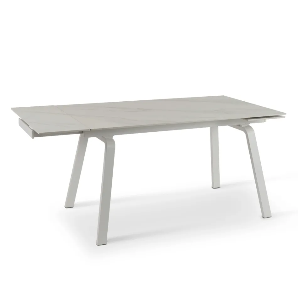 Mesa extensível até 200 cm em Pedra Sinterizada Efeito Mármore - Abacaxi Viadurini