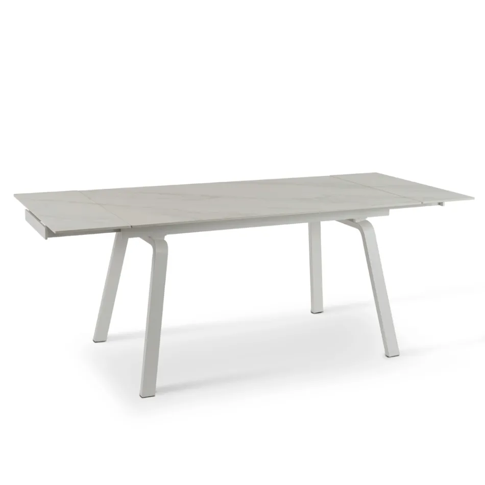 Mesa extensível até 200 cm em Pedra Sinterizada Efeito Mármore - Abacaxi Viadurini