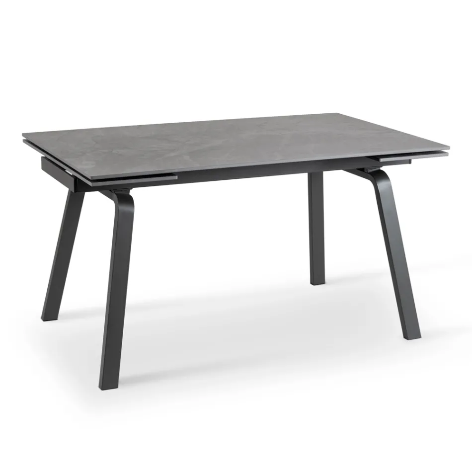 Mesa extensível até 200 cm em Pedra Sinterizada Efeito Mármore - Abacaxi Viadurini