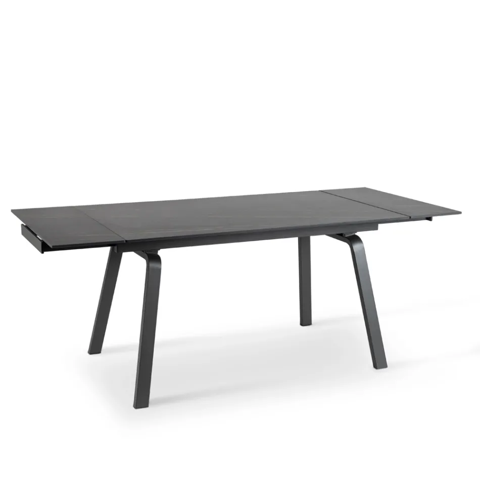 Mesa extensível até 200 cm em Pedra Sinterizada Efeito Mármore - Abacaxi Viadurini