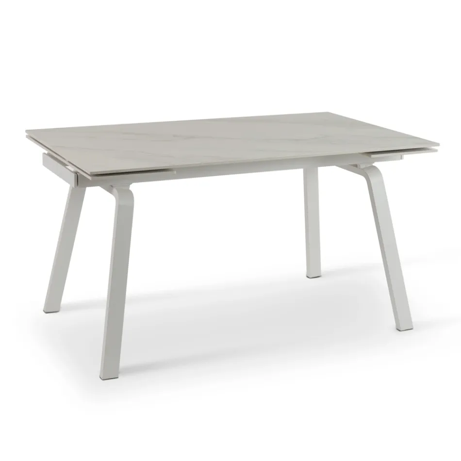 Mesa extensível até 200 cm em Pedra Sinterizada Efeito Mármore - Abacaxi Viadurini