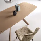 Mesa extensível até 210 cm em vidro e metal pintado - Naxos Viadurini
