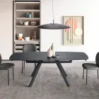Mesa extensível até 210 cm em vidro e metal pintado - Naxos Viadurini