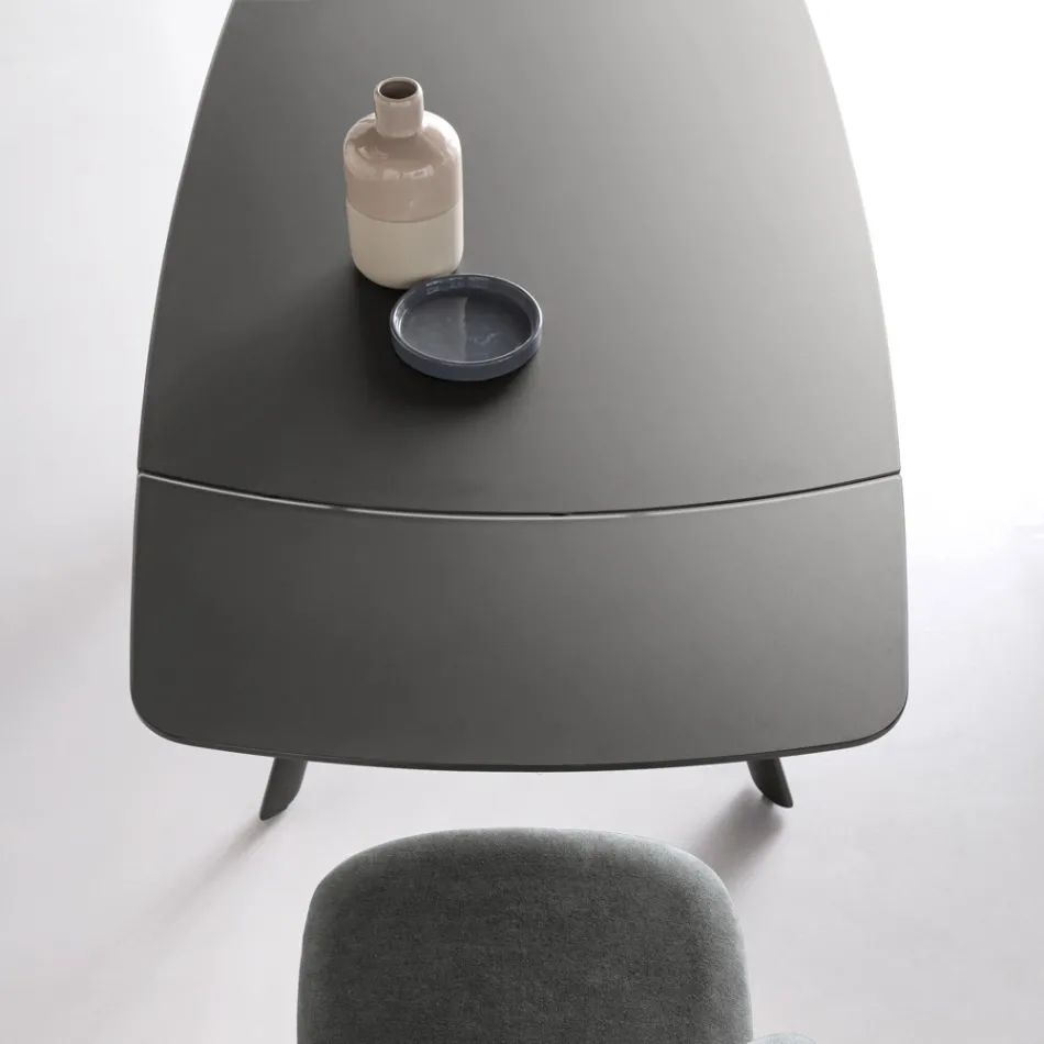Mesa extensível até 210 cm em vidro e metal pintado - Naxos Viadurini