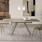 Mesa extensível até 210 cm em vidro e metal pintado - Naxos Viadurini