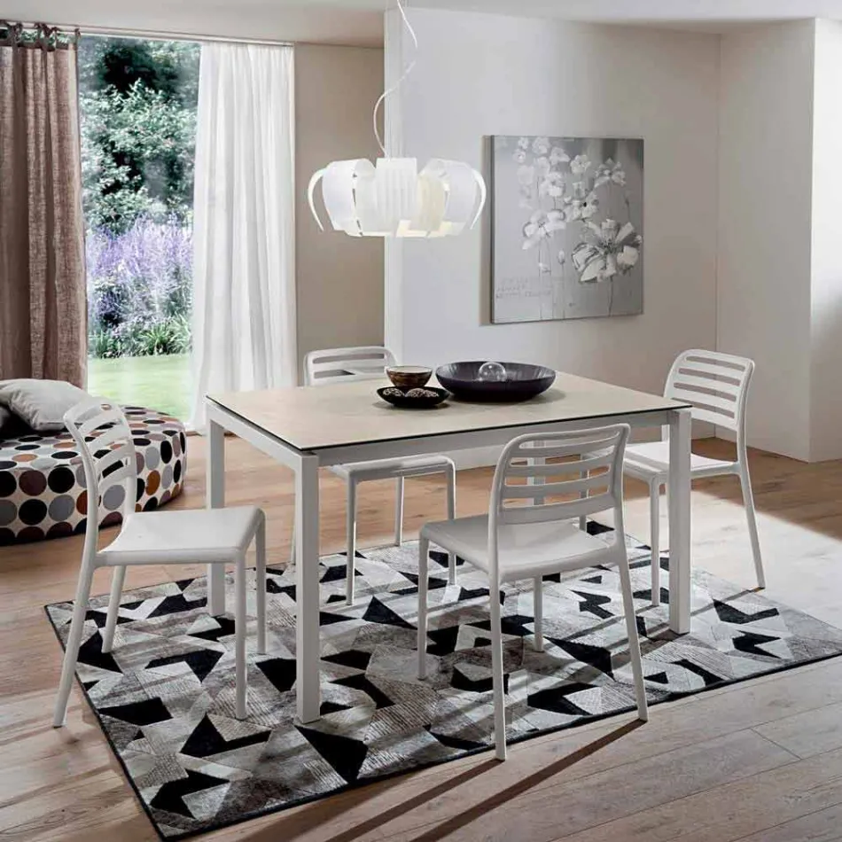 Mesa Extensível Até 238 cm em Laminam e Metal Made in Italy - Remigio Viadurini