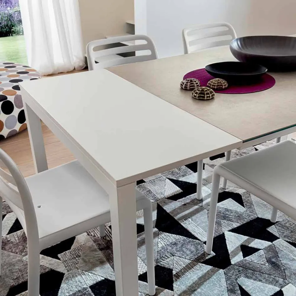 Mesa Extensível Até 238 cm em Laminam e Metal Made in Italy - Remigio Viadurini