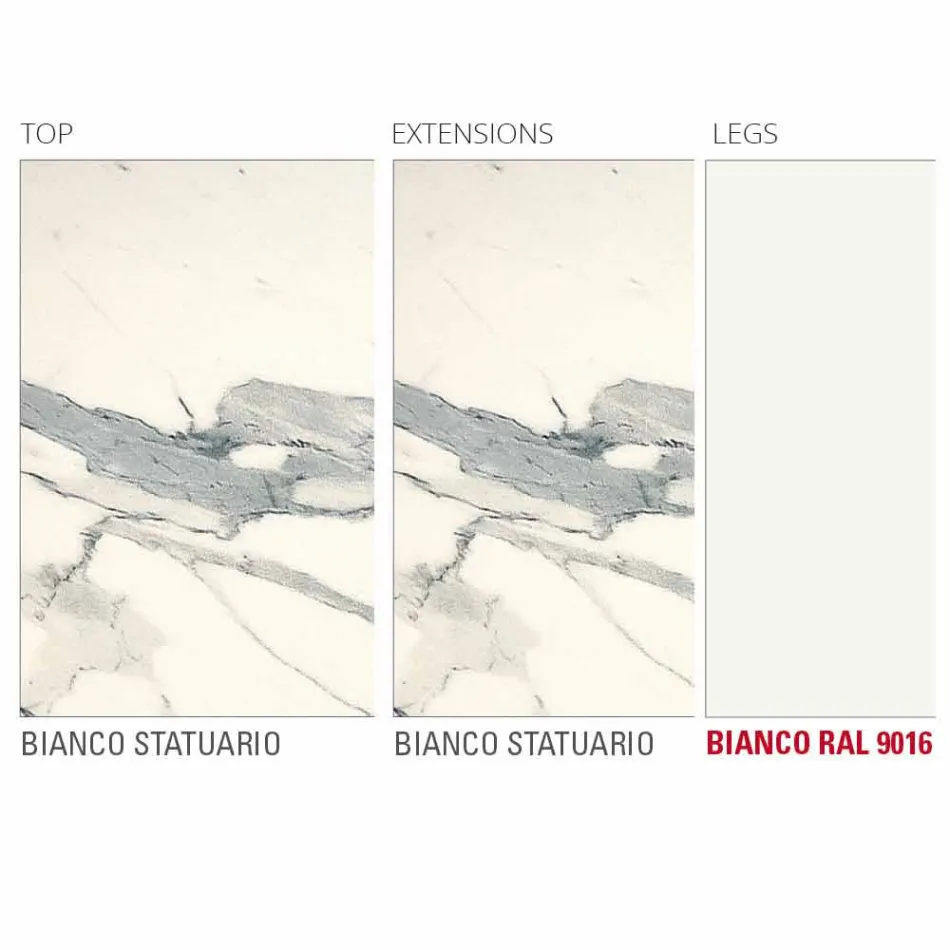 Mesa Extensível Até 238 cm em Laminam e Metal Made in Italy - Remigio Viadurini