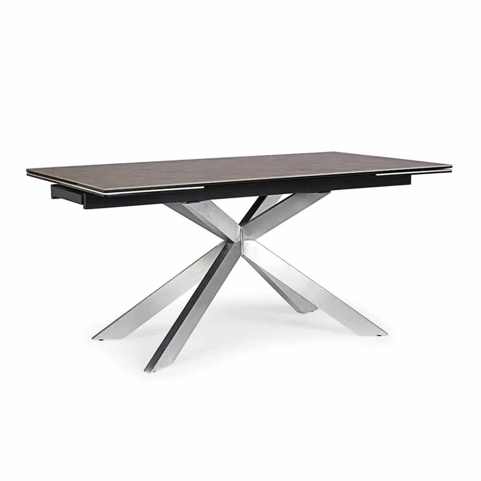 Mesa Extensível Até 240 cm com Tampo Cerâmico Homemotion - Avici Viadurini