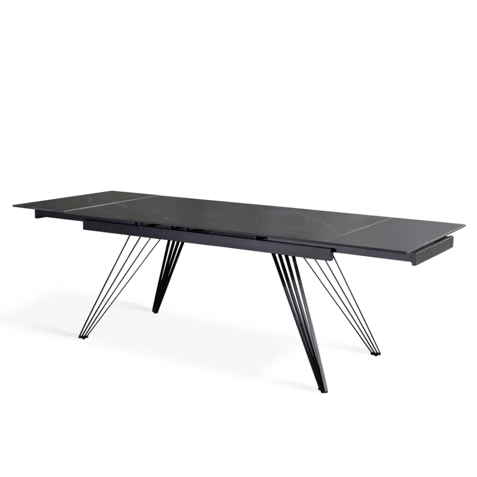 Mesa extensível até 240 cm em cerâmica e metal - Bouquet Viadurini