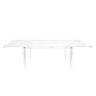 Mesa extensível até 255 cm em madeira e plexiglass, fabricada na Itália - Elide Viadurini
