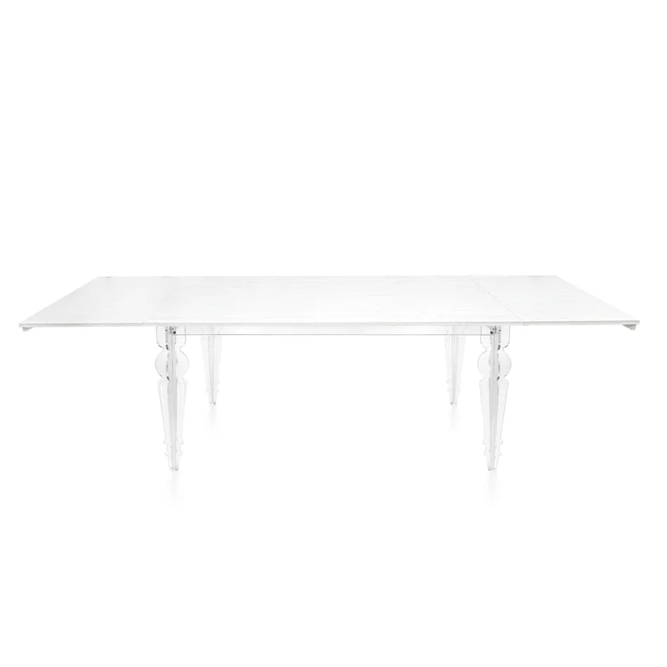 Mesa extensível até 255 cm em madeira e plexiglass, fabricada na Itália - Elide Viadurini