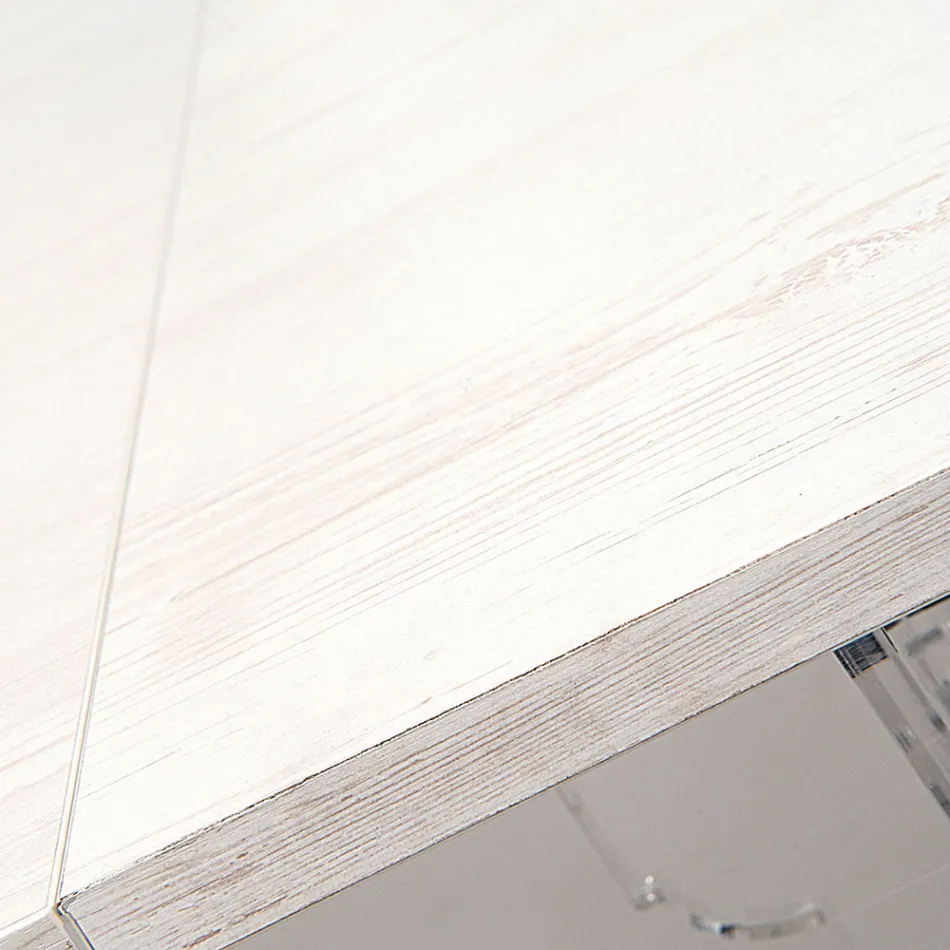 Mesa extensível até 255 cm em madeira e plexiglass, fabricada na Itália - Elide Viadurini