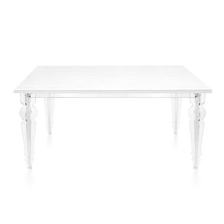 Mesa extensível até 255 cm em madeira e plexiglass, fabricada na Itália - Elide Viadurini