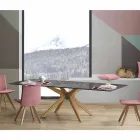 Mesa Extensível Até 260 cm em Grés, Mármore e Madeira Made in Italy - Malita Viadurini
