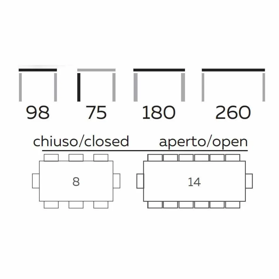 Mesa Extensível Até 260 cm em Grés, Mármore e Madeira Made in Italy - Malita Viadurini