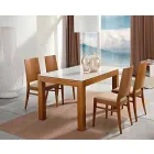 Mesa extensível até 270 cm em vidro e madeira de freixo Made in Italy - Homer Viadurini