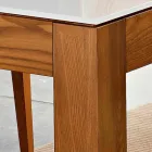 Mesa extensível até 270 cm em vidro e madeira de freixo Made in Italy - Homer Viadurini