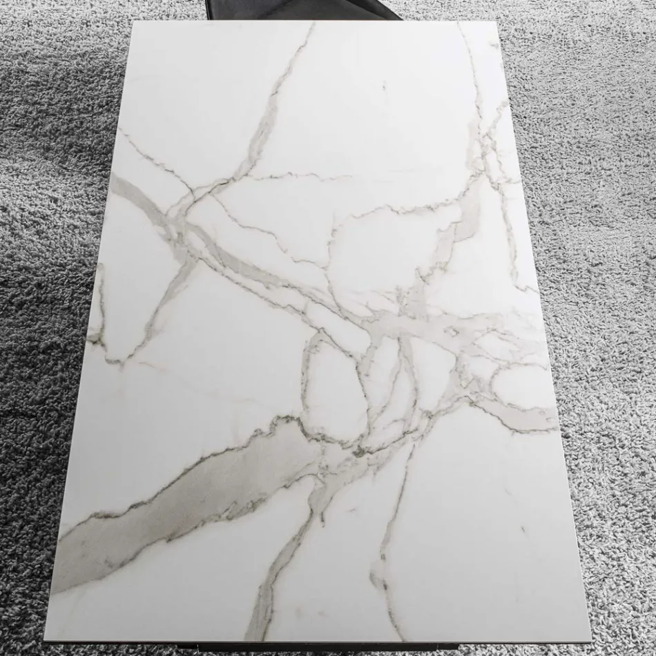 Mesa Extensível Até 280 cm em Aço e Vidro Cerâmico Mate - Viterbo Viadurini