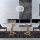 Mesa Extensível até 280 cm em Vidro e Madeira Folheada – Eugrafo Viadurini