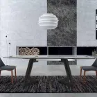 Mesa Extensível até 280 cm em Vidro e Madeira Folheada – Eugrafo Viadurini