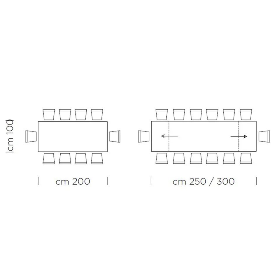 Mesa Extensível Até 300 cm com Tampo Folheado Made in Italy - Grotta Viadurini