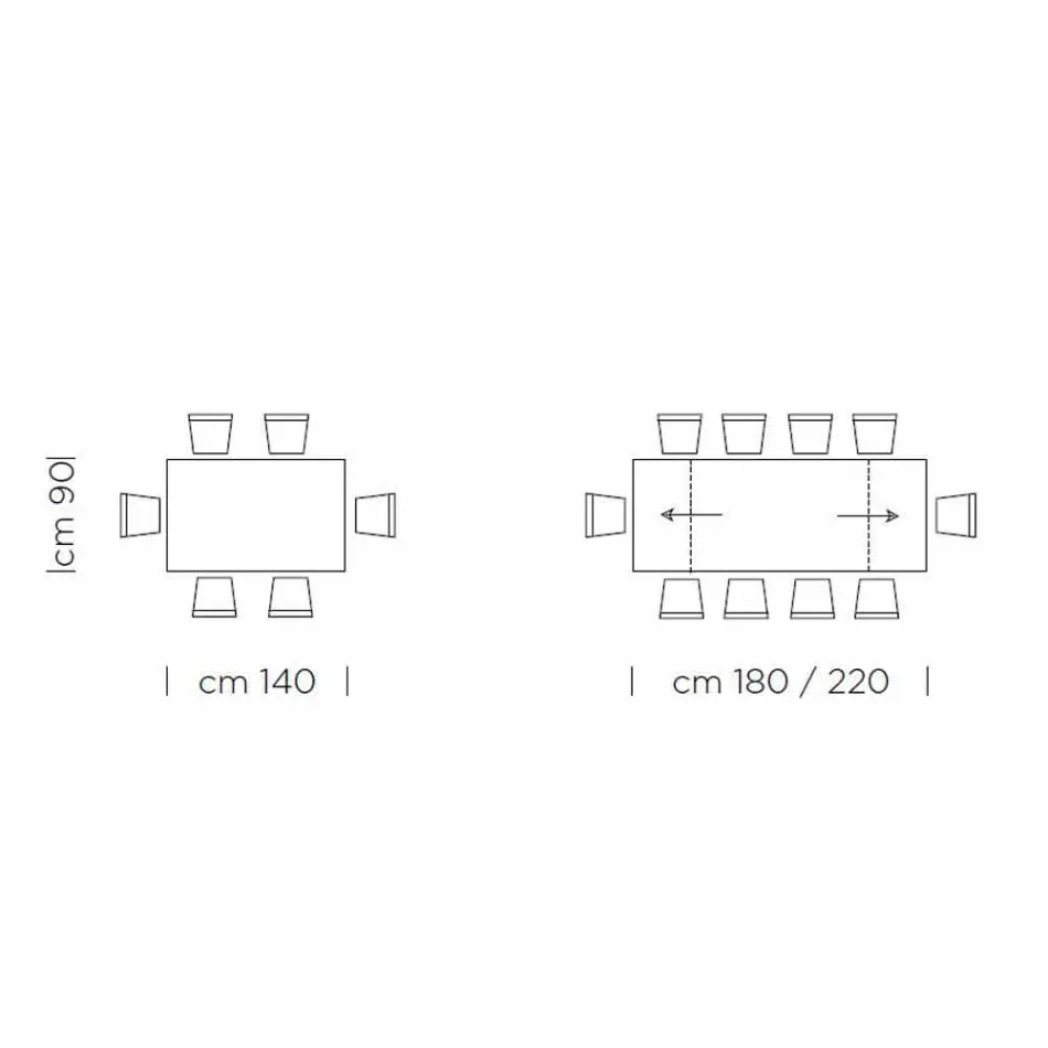 Mesa Extensível Até 300 cm em Fenix e Aço Fabricado na Itália - Settimmio Viadurini