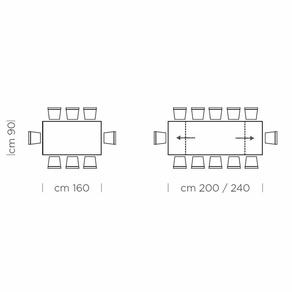 Mesa Extensível Até 300 cm em Fenix e Aço Fabricado na Itália - Settimmio Viadurini
