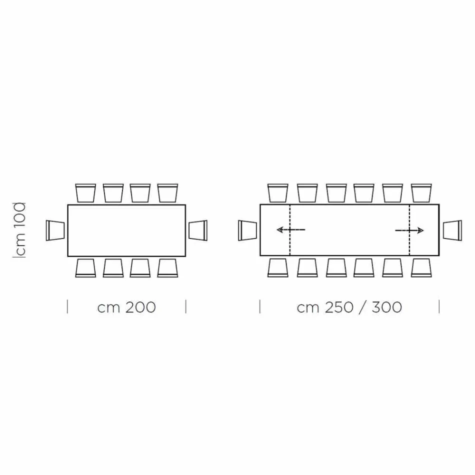 Mesa Extensível até 300 cm em Madeira e Aço Fabricado na Itália - Settimmio Viadurini