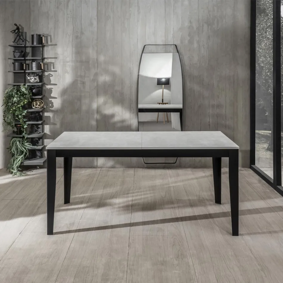 Mesa extensível até 316 cm em Melamina e Base Metálica - Incenso Viadurini