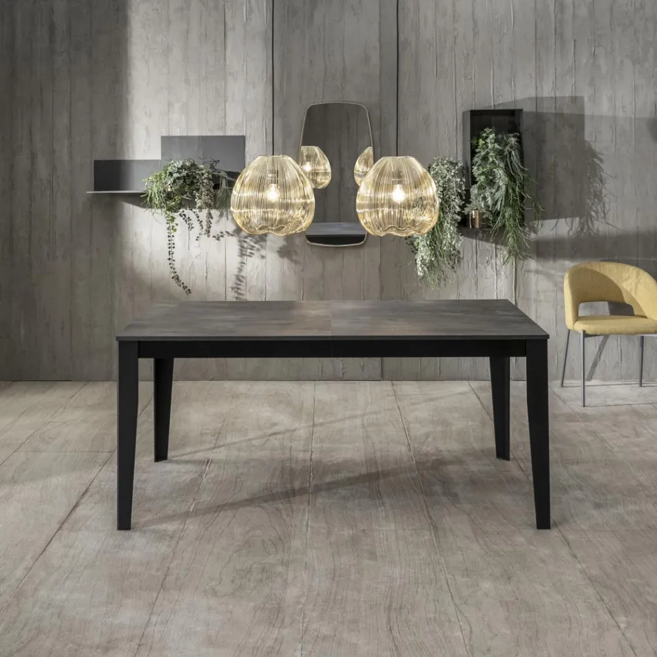 Mesa extensível até 316 cm em Melamina e Base Metálica - Incenso Viadurini