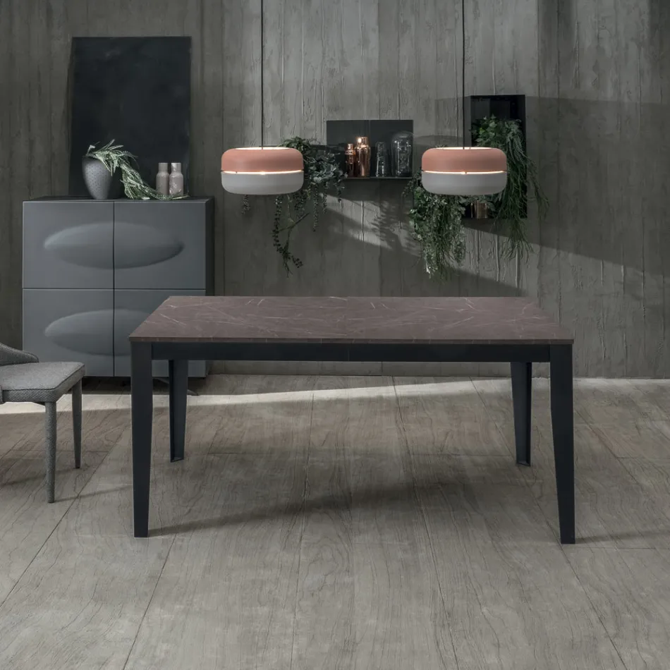 Mesa extensível até 316 cm em Melamina e Base Metálica - Incenso Viadurini