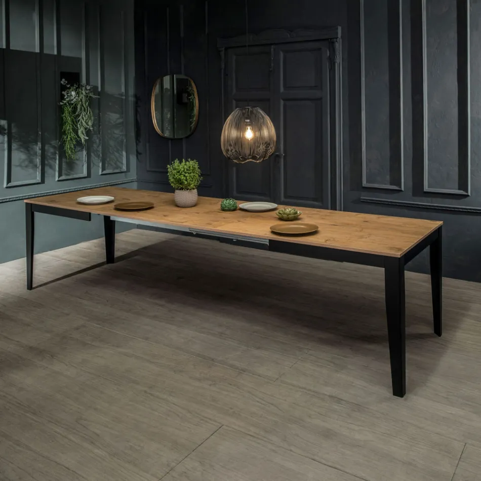 Mesa extensível até 316 cm em Melamina e Base Metálica - Incenso Viadurini