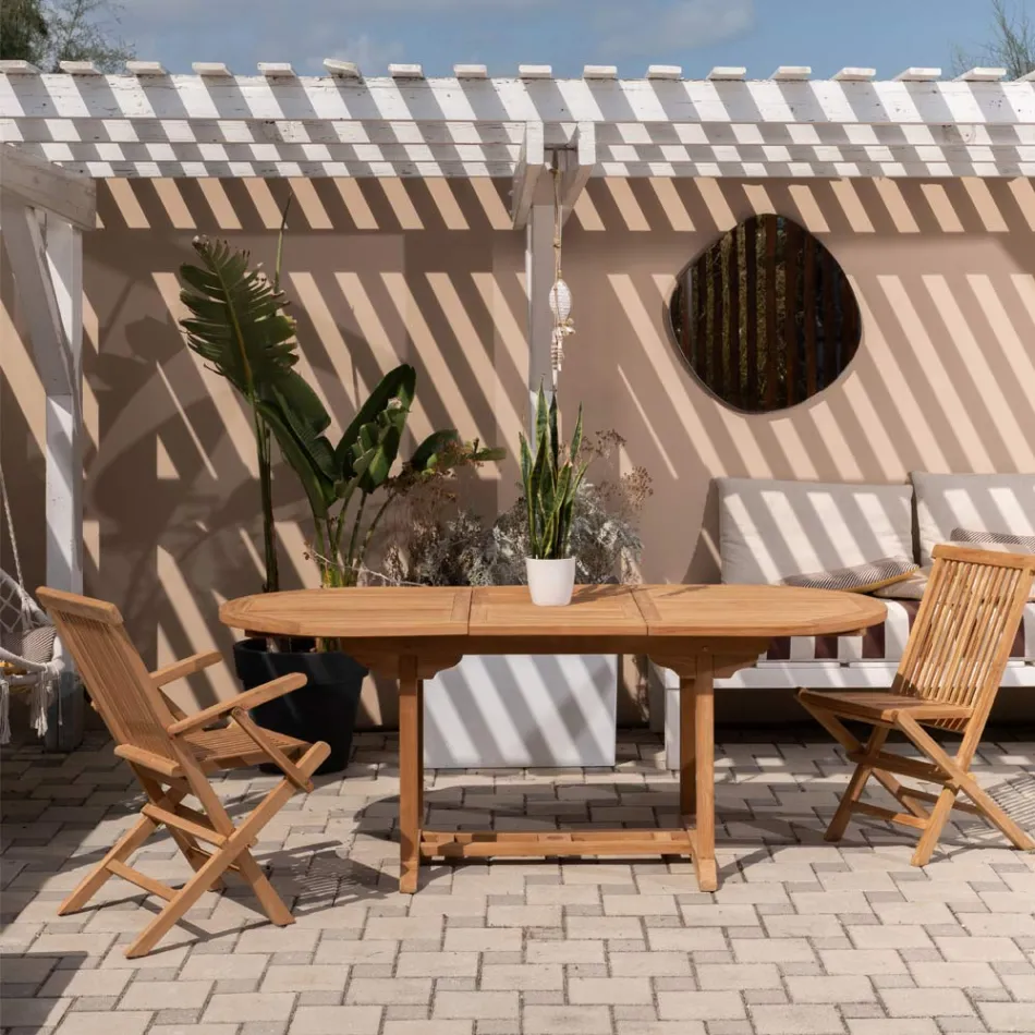 Mesa de Jardim Extensível em Teca em Diferentes Tamanhos - Yggdrasil Viadurini