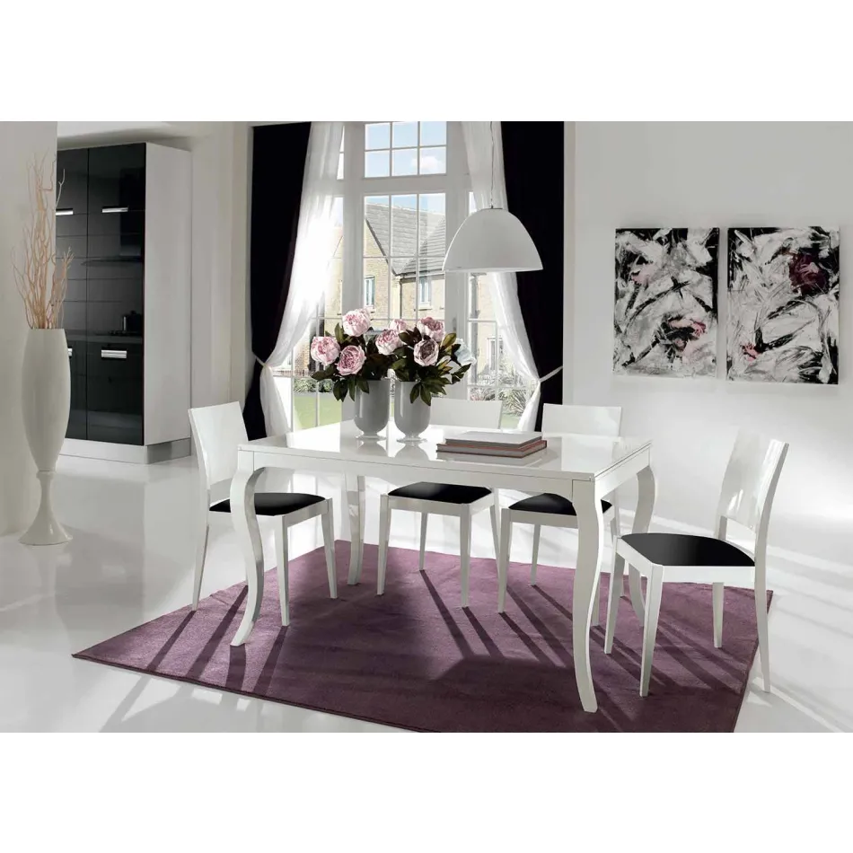 Mesa extensível até 350cm em nogueira Tanganika branca brilhante, Leomas Viadurini