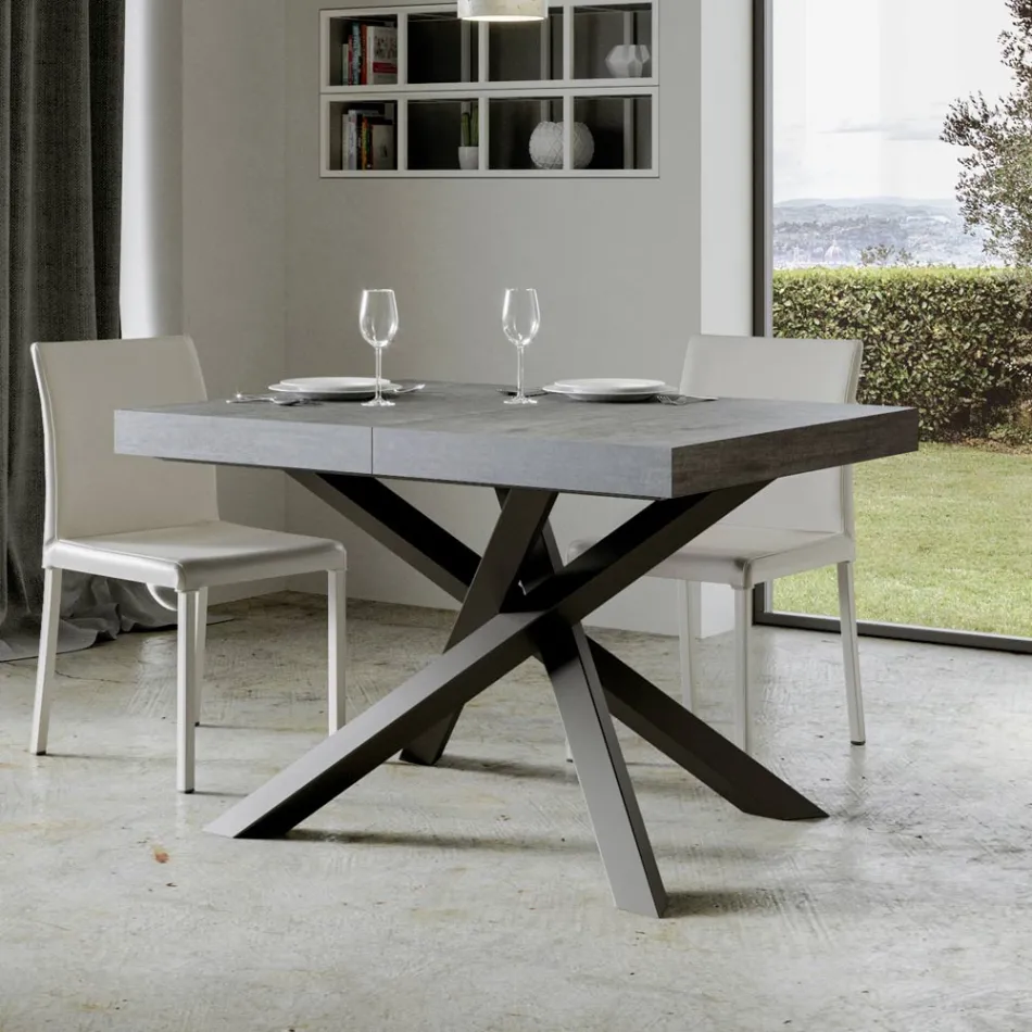 Mesa Extensível até 440 cm em Ferro Antracite e Madeira Made in Italy - Graffo Viadurini
