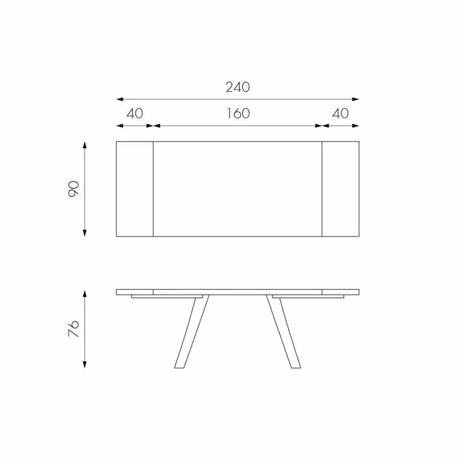 Prancha de carvalho extensível e Travis black metal Viadurini