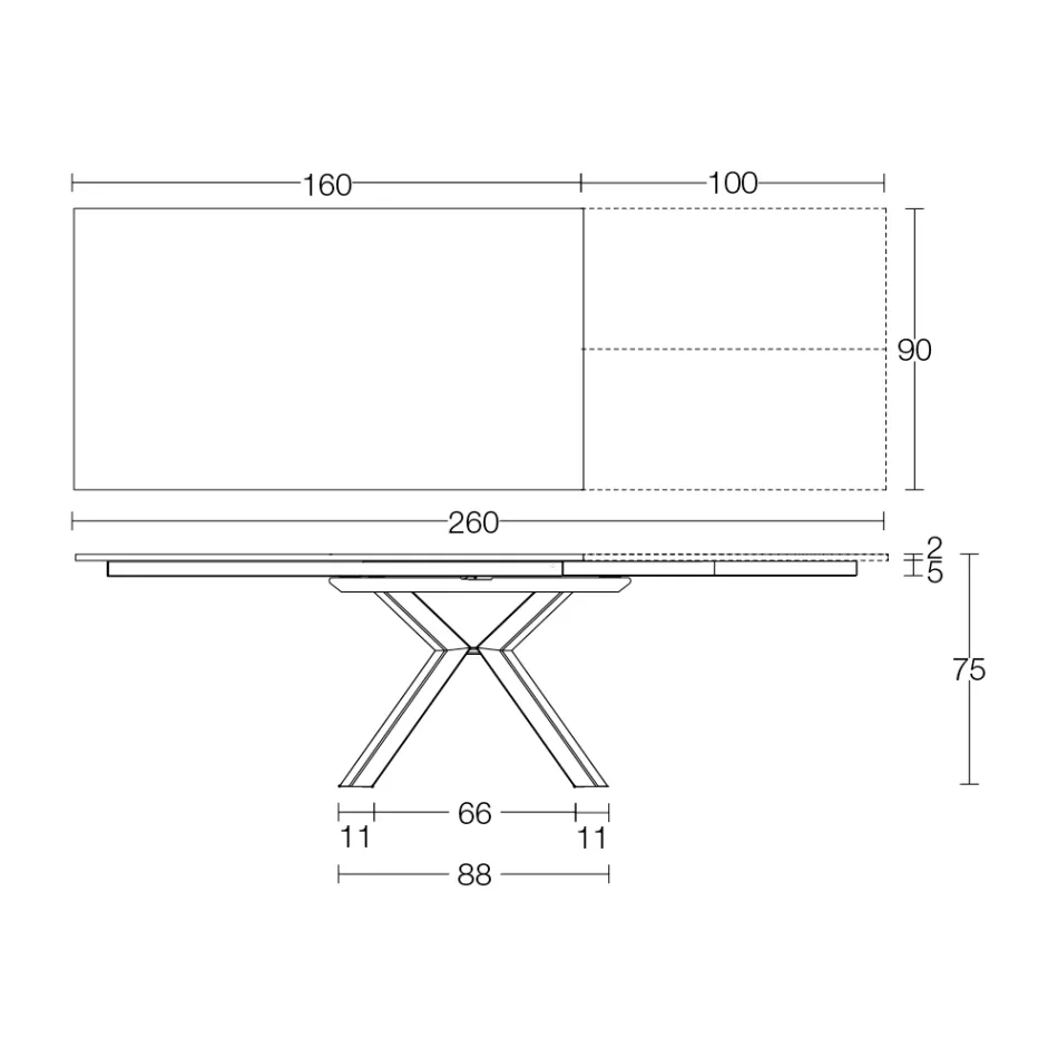 Mesa extensível em cerâmica Calacatta preta polida Starlit - Balia Viadurini