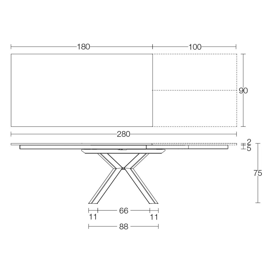 Mesa extensível em cerâmica Calacatta preta polida Starlit - Balia Viadurini