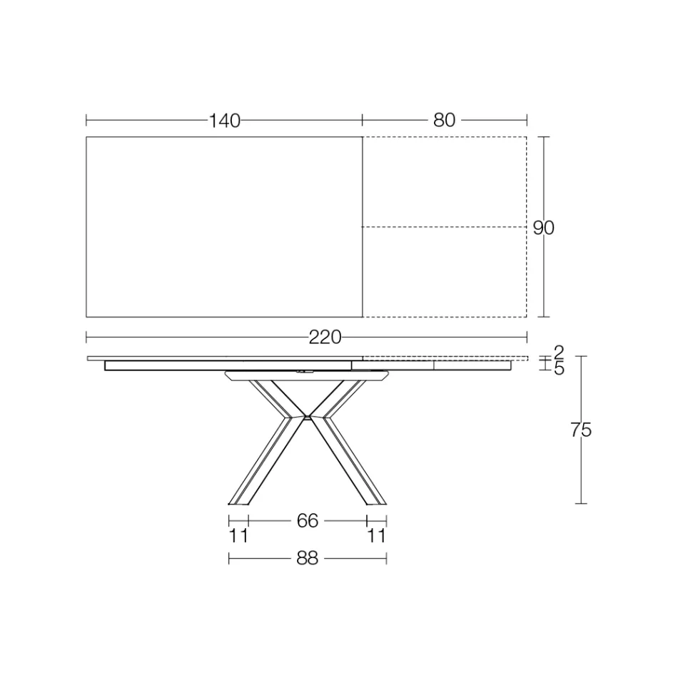 Mesa extensível em cerâmica Calacatta preta polida Starlit - Balia Viadurini
