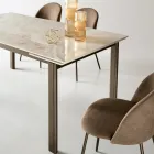 Mesa extensível em dois tamanhos, em metal e pedra com efeito mármore - Morfeo Viadurini