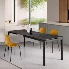 Mesa extensível em dois tamanhos, em metal e pedra com efeito mármore - Morfeo Viadurini