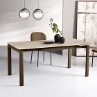 Mesa extensível em dois tamanhos, em metal e pedra com efeito mármore - Morfeo Viadurini
