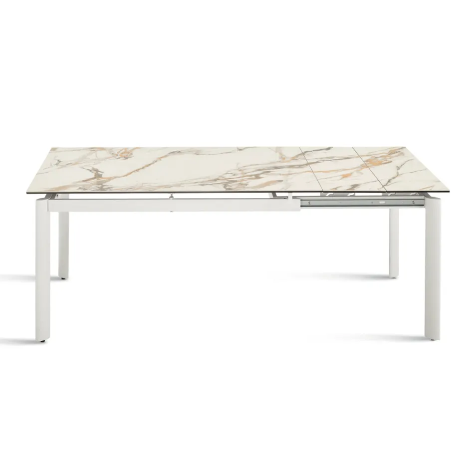 Mesa extensível em porcelanato com base em metal pintado - Arko Viadurini