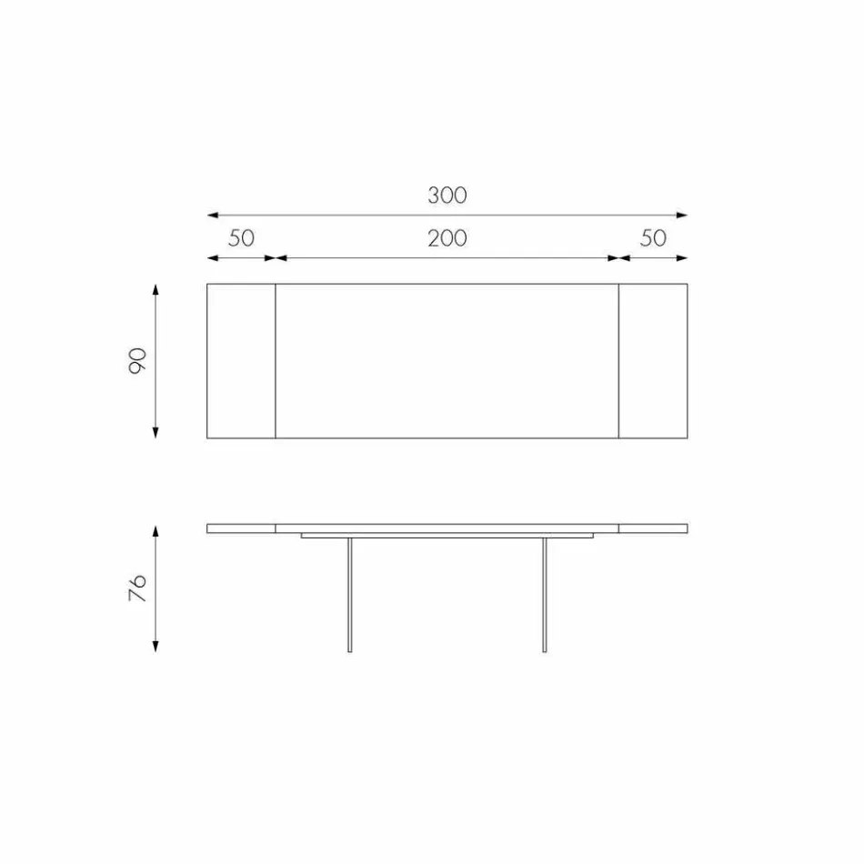 Mesa extensível em folheado de carvalho com pernas em vidro Nico Viadurini