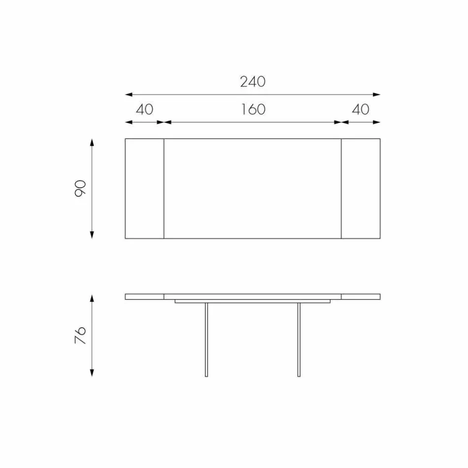 Mesa extensível em folheado de carvalho com pernas em vidro Nico Viadurini