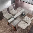 Mesa extensível em madeira maciça e vidro temperado Chade Viadurini
